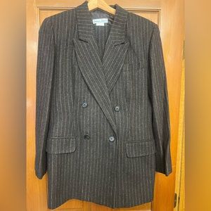 Stephanie Andrews Wool Blend Two-Piece Pinstripe Suit